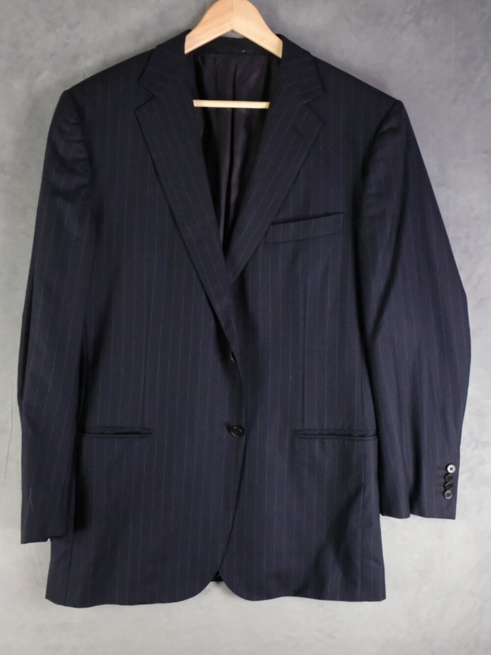 Ermenegildo Zegna Blazer Mens 56 46R Blue Pin Striped Su Mizura 15 Milmil 15